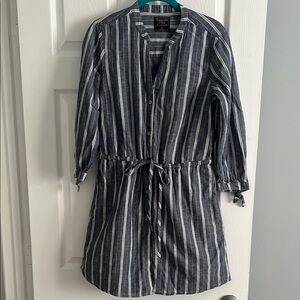 Abercrombie & Fitch Blue Denim and White Striped Dress - Size Medium